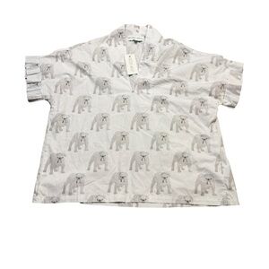 ✨🐶‎ Brooke Wright Bulldog Print Short Sleeve Top S/M 🐶✨